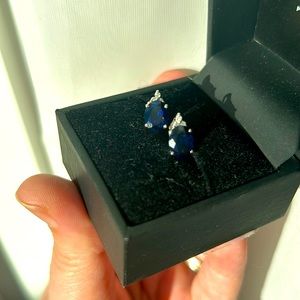 Zales 10 K sapphire earrings with diamond accents